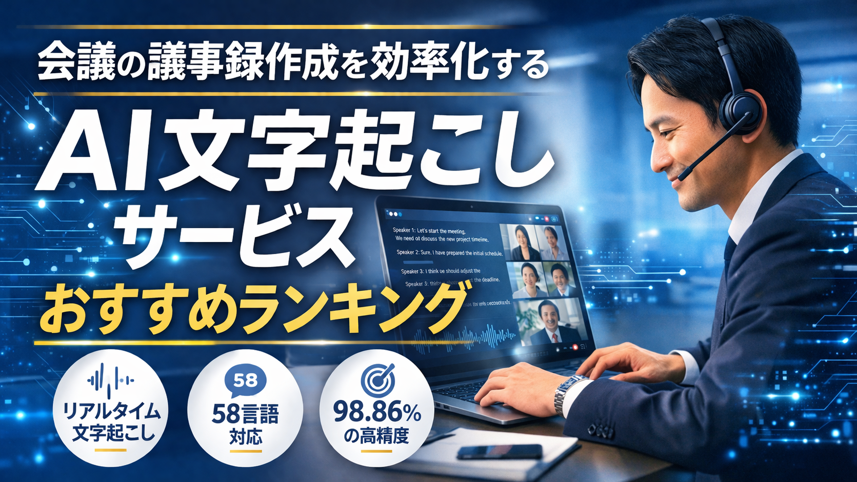 会議の議事録作成を効率化するAI文字起こしサービスおすすめランキング【Nottaが圧倒的1位】