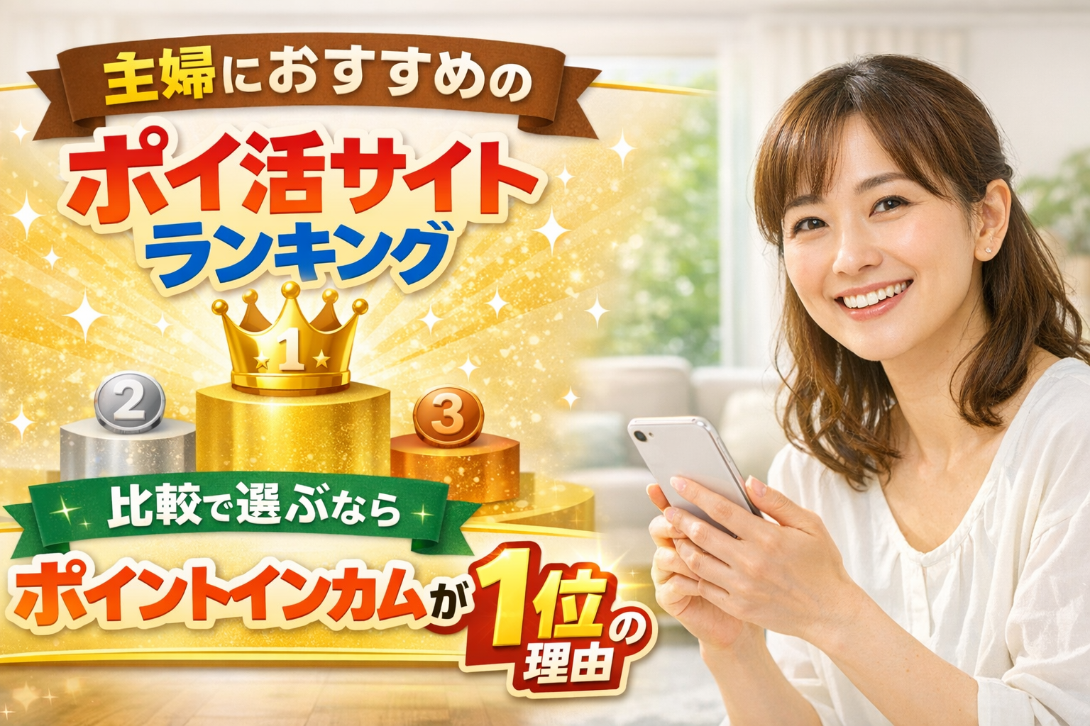 主婦におすすめのポイ活サイトランキング比較で選ぶならポイントインカムが1位の理由
