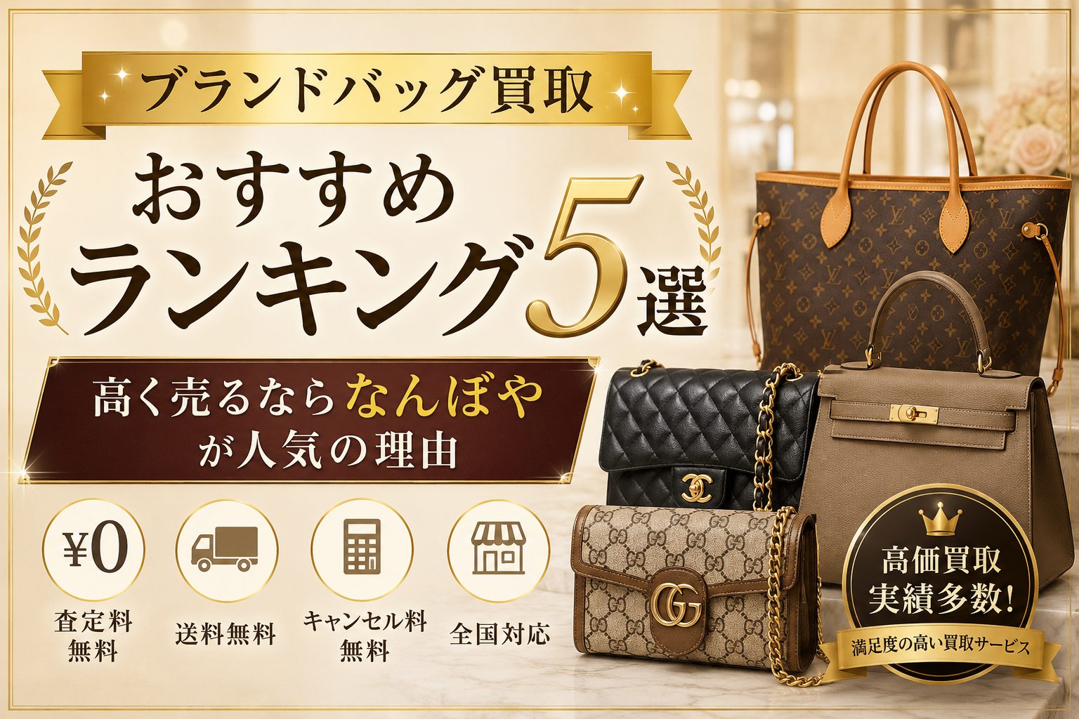 ブランドバッグ買取おすすめランキング5選|高く売るならなんぼやが人気の理由