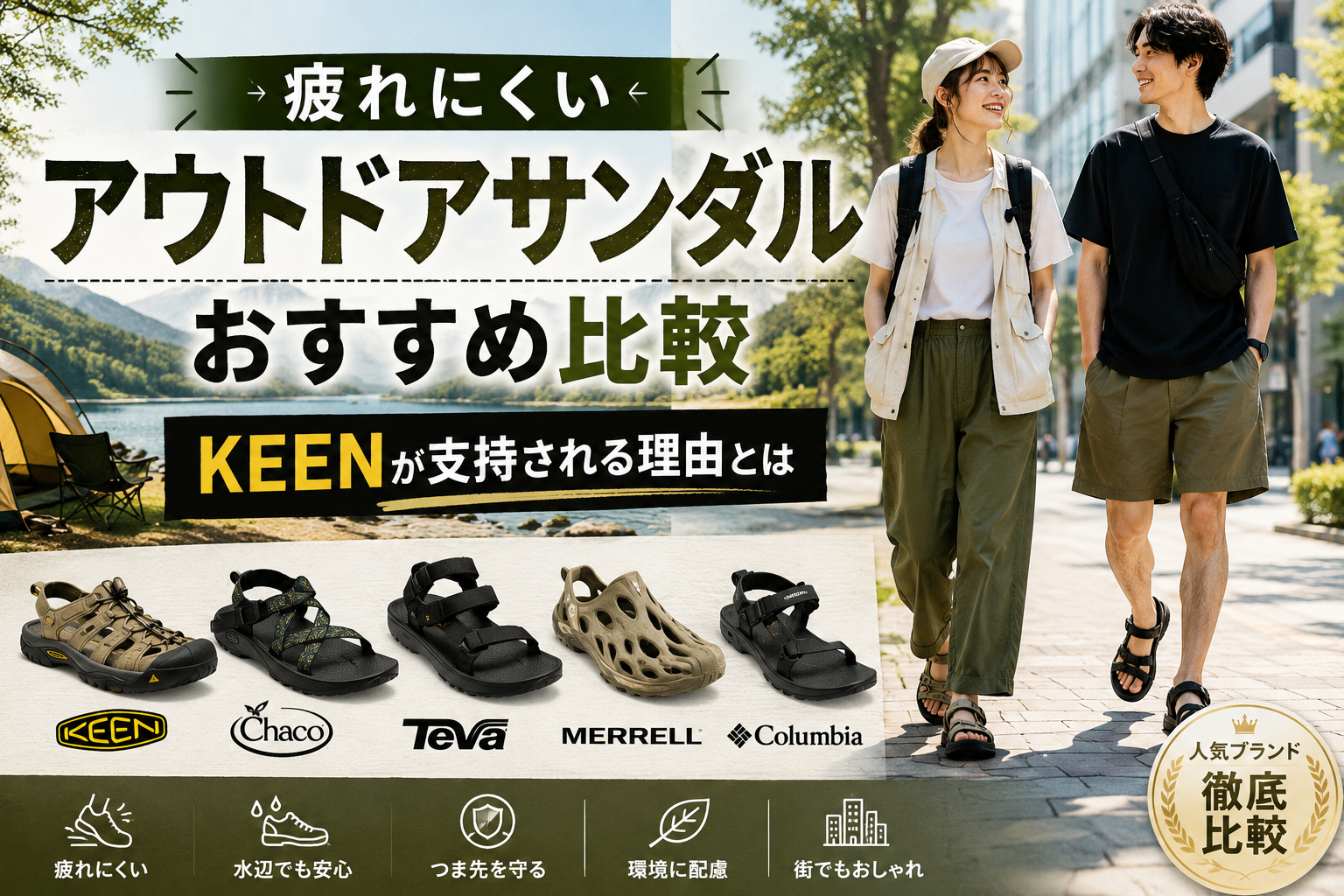 疲れにくいアウトドアサンダルおすすめ比較｜KEENが支持される理由とは
