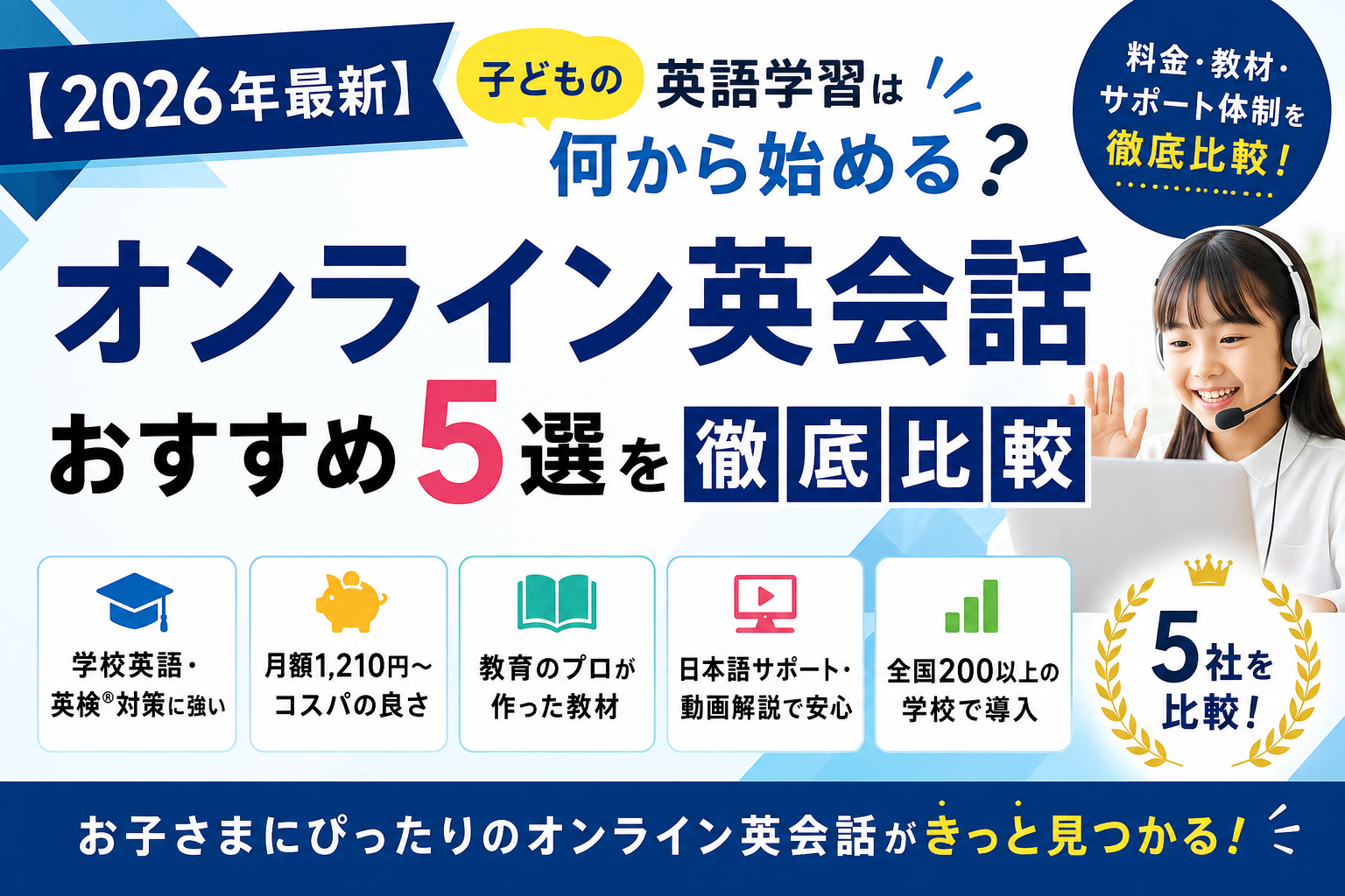 【2026年最新】子どもの英語学習は何から始める？オンライン英会話おすすめ5選を徹底比較